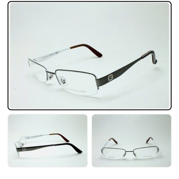GUCCI GG 1938 MEO Grey/White 53-18-145 Semi Mount Made In Italy Eyeglass Frames - Picture 1 of 13